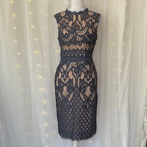 Lulu's Navy Blue Lace Midi Dress
